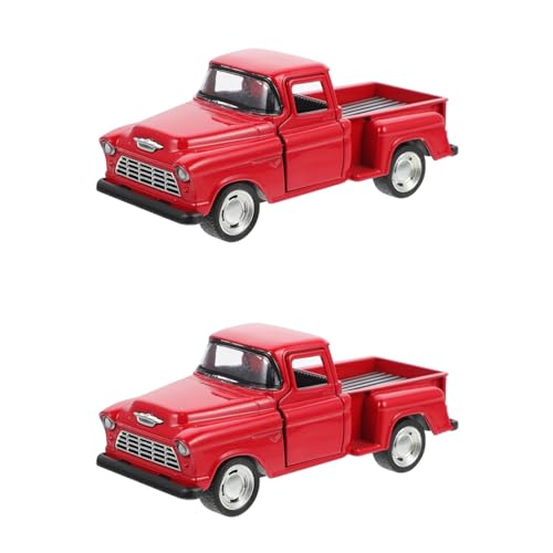 Abaodam 2St Pickup-Truck-Modell Alter roter LKW kleine rote LKW-Dekoration Kinderspielzeug Modelle Spielzeuge LKW-Modell Auto Fahrzeugmodell Klassische Autos Auto Model Partybedarf Pickups von Abaodam