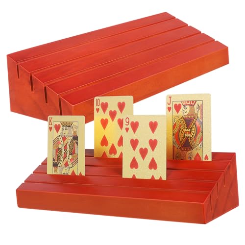 Abaodam 2St Spielkartensockel aus Holz Kartenfächer für Spielkarten Spielkartenhalter spielkartenständer Spielkarten Aufsteller Lernkarten Kartendeckhalter Tischkartenhalter aus Holz von Abaodam