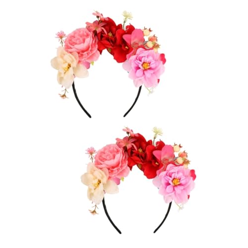 Abaodam 2St Stirnband aus künstlichen Blumen Krone floraler Kopfschmuck Stirnbänder für Damen wedding hair accessories hochzeits haarschmuck Braut Stirnband Braut Blumenkrone Stoff von Abaodam