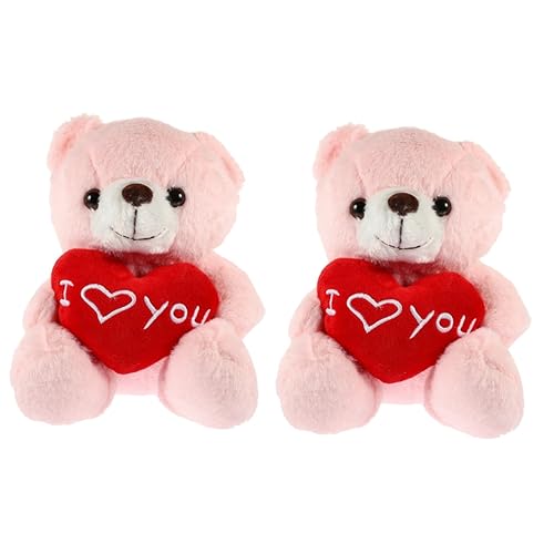 Abaodam 2St Teddybär Kinder Kuscheltier kuschelbären Valentines Day weingeschenke Weihnachten игрушки Toys Kuscheltiere Ich Liebe Dich, Bär Valentinsbär Stofftiere PP Baumwolle Rosa von Abaodam