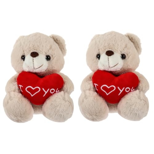 Abaodam 2St Teddybär kinderzimmerdeko kinderspielzeug Valentine's Day weihnac Stoffbär mit Herz Stofftiere Valentinsbär Kinder-Valentinstag- für die Schule PP Baumwolle Beige von Abaodam