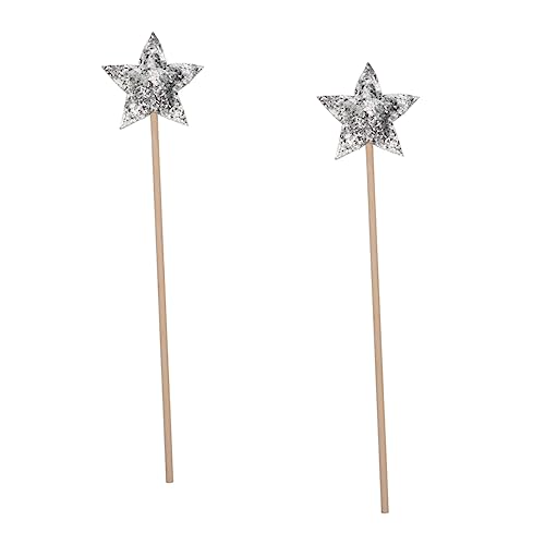 Abaodam 2St Zauberstab Feen Spiral- Bausatz Mädchen Mini Fairy Wand Party zubehör Kindergeburtstag Dekoration Sternenfee-Sticks Glitzersterne Zauberstäbe hölzern Silver von Abaodam