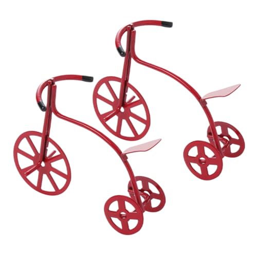 Abaodam 2St Zubehör für Puppenhäuser Miniatur-Dreiradmodell Puppenhaus-Dreirad Mini-Fingerbike Mini-Finger-Bike-Spielzeug kleines Fahrradmodell Miniatur Fahrrad Mini-Dreirad Legierung rot von Abaodam