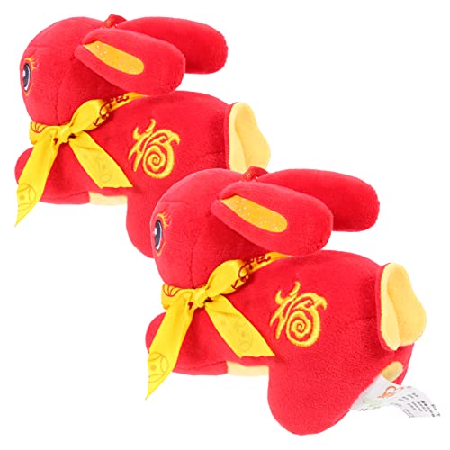 Abaodam 2St kleine Hasenpuppe Plüschtiere Bären Zubehör für Babypuppen Haustier kinderzimmerdeko Hasen Kuscheltier Neujahrsvorräte Ausgestopftes Hasen-Maskottchen- Polyester rot von Abaodam