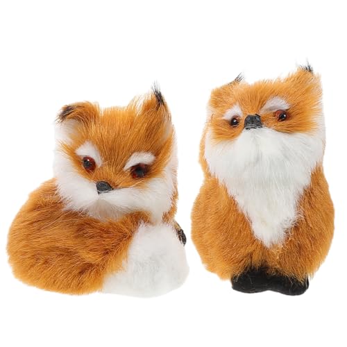 Abaodam 2St kleine fuchsverzierung Simulationstiere Fuchs-Ornament Simulation Plüschtiere Fuchsplüsch Plüsch Tierfigur Kuscheltiere für Jungen pelziges Zeug Kunstfell Light Brown von Abaodam