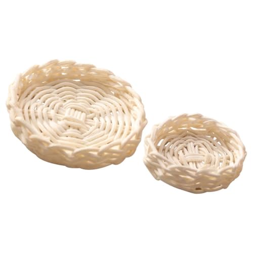 Abaodam 2St kühlkorb einkaufskorb Storage Baskets spielzeugkorb Miniaturmöbel dekoringe lustige Puppenhausdekoration Aufbewahrungskorb für Tiny House Miniatur-Korb-Ornament Rattan von Abaodam