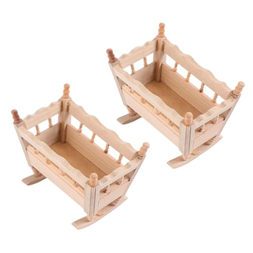 Abaodam 2St puppenhaus Wiege Bett für kinderspielzeug spielzeuge für cot kleines Hauszubehör winzige Hausmöbel Puppenhaus-Accessoire Mini-Hausversorgung Holz von Abaodam