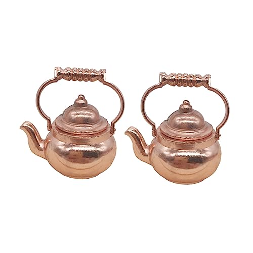 Abaodam 2St puppenhaus wasserkocher Mini küchengeräte Mini kitchenware Miniature teapot Ornament Miniature teapot Model Wasserkocher Modell Ornament Mini-Teekannen-Kit Messing Golden von Abaodam