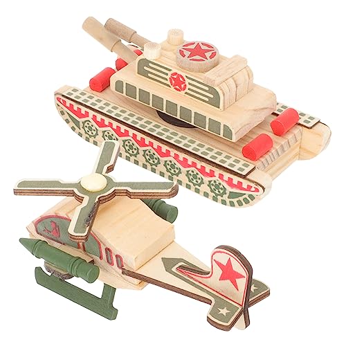 Abaodam 2St spielzeugauto Dekoration aus Holz holzspielzeug für Boy Toys Gartenspielzeug Raketenwerfer Panzergeschenke für Panzermodell für von Abaodam