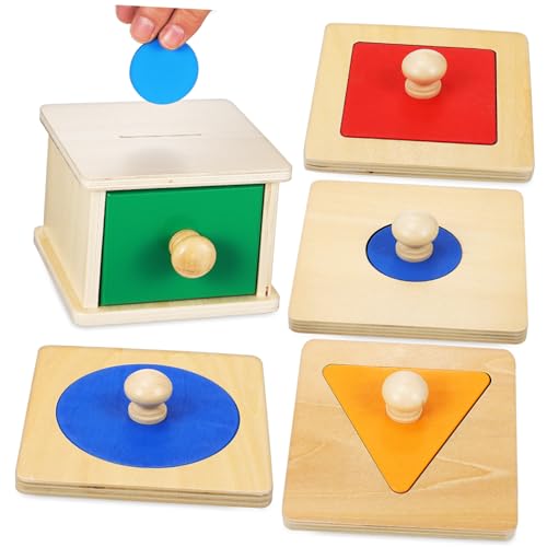 Abaodam 2er Set Geometrische Holzpuzzle Mit ünzbox Frühes Lernspielzeug Für Puzzle Spielwaren Motorikspielzeug Aus Fördert Kreativität Und Hand Auge Koordination von Abaodam