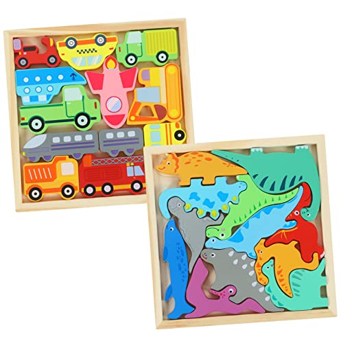 Abaodam 2er Set Lernpuzzle Aus Für Kleinkinder Farbenfrohes Pädagogisches Puzzle Mit Dinosaurier Und Verkehrsmotiv Ideal Für Die Frühkindliche Entwicklung Und Spielspaß Ab 2 von Abaodam