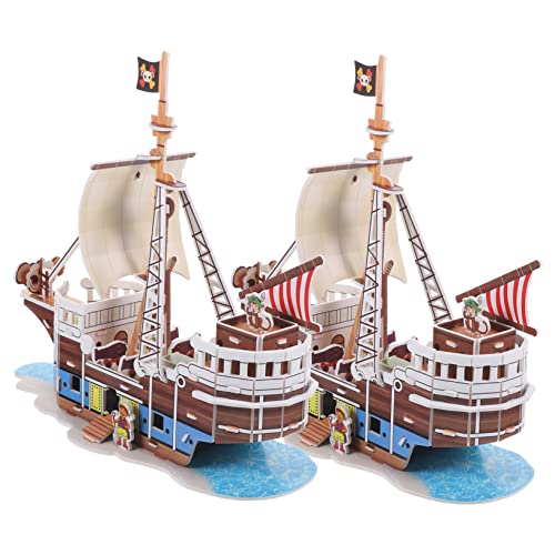 Abaodam 2er Set Piratenschiff 3D Puzzle Für Erwachsene Kartonmodellbausatz Segelboot Puzzle Kit Zum Zusammenbauen Kreative Freizeitbeschäftigung Für Puzzleliebhaber Und Modellbauer von Abaodam