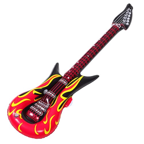 Abaodam 2st Aufblasbare Gitarre Ampheus-ballon Gitarrenkostüm Requisiten Für Neon-fotoautomaten Spielzeuggitarre Mit Gurt Gitarren-partydekorationen Sprengen Punk- Prop-gitarre Rot Pvc von Abaodam