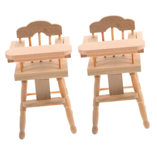 Abaodam 2st Babyhochstuhl Puppen Puppenhaus Babyspielzeug Essstühle Hochstuhl Möbel DIY-hochstuhl Simulierte Stühle Dekorativer Puppenhochstuhl Kind Ornamente Hölzern Miniatur von Abaodam
