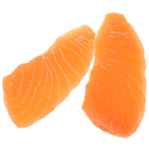 Abaodam 2st Imitation Lachsfilet Dekor Für Zu Hause Lachsspielzeug Für Kinder Künstliches Fleisch Künstlicher Fisch Realistisches Japanisches Lachs-Modell Mini-Spielzeug PVC Orange von Abaodam