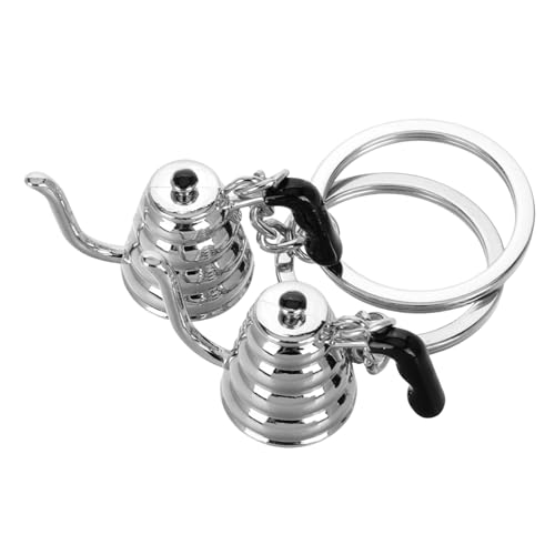 Abaodam 2st Kaffeekessel Schlüsselanhänger Kaffeetassen Feuerzeugbenzin Kaffee Wasserkocher Kaffee-charme Süßes Wasserkocher Schwanenhals Siebträgerhalter Silver Rostfreier Stahl von Abaodam