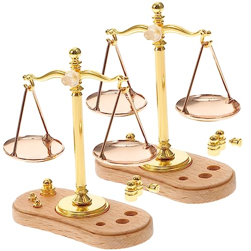 Abaodam 2st Mini-Waage Gewichte Puppenhäuser Maßstabsgetreue Miniatur Bausatz Bildungsspielzeug Miniaturen Winzig Mini- Miniatur-Retro- Zinklegierung Golden von Abaodam