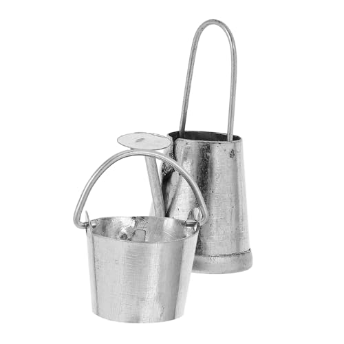 Abaodam 2st Miniaturmodell Einer Gießkanne Eimer Deko Wasserkocher Badewannenarmatur Miniaturornament Miniatur-gießtopfmodell Miniatur-gartenzubehör Mini-Halter Silver Eisen von Abaodam