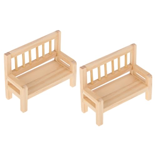 Abaodam 2st Minihocker Im Freien Möbel Anzeige Märchenhafte Gartenbank Menschen Bausätze Mini-hocker Kinderbetten Gebäude Miniatur Deck Bausatz Sitz Holz Light Brown von Abaodam