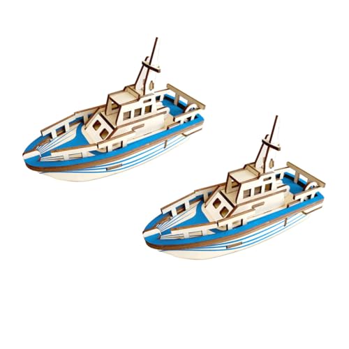 Abaodam 2st Rettungsboot-Puzzle Segelschiff Modell 3D-Puzzle Segelbootmodell Flugzeugspielzeug Für Kinder Schiffsspielzeug Rettungsboot Spielzeug Lernspielzeug Für Kinder Blue Hölzern von Abaodam