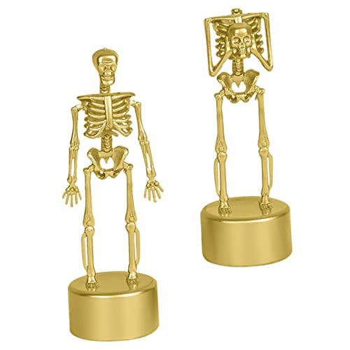 Abaodam 2st Schädelstand-trophäe Skelett-statue Halloween-skelett Halloween-dekorationen Skelett Plus Halloween-auszeichnungen Plüsch Kleine Skeletttrophäe Kostüm Schwimmbad Golden Plastik von Abaodam