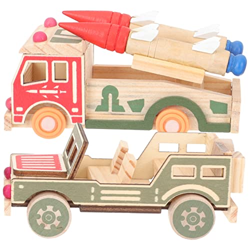 Abaodam 2st Spielzeugauto Dekoration Aus Holz Actionfiguren Platz Babyspielzeug Lichtschwert Kinderfahrzeug Mini-automodelle Aus Holz Autospielzeug Militärauto Aus Holz von Abaodam