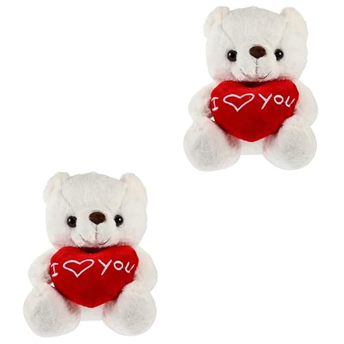 Abaodam 2st Teddybär Gefüllter Wildtierplüsch Kuscheltier Stofftiere Valentinstag Bär Plüschbär Zum Valentinstag Welpenkissen Ich Liebe Dich -Tier-Umarmung Pp Baumwolle Weiß von Abaodam