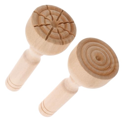 Abaodam 2st Ton Form Knetmasse-modellierstempel Ton-stempelset Keramik-designwerkzeuge Töpferstempel Für Ton Tontexturwerkzeuge Für Kinder Tonmodellier-musterset Holz Light Brown von Abaodam