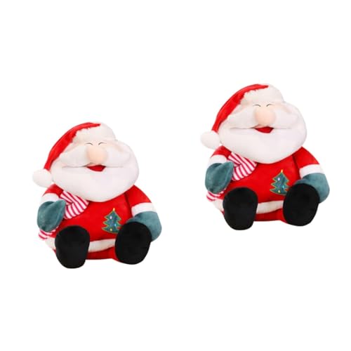 Abaodam 2st Weihnachtspuppe Stehende Weihnachtsmannfigur Sammlerfigur Weihnachtsmann Weihnachten Plüsch Stofftier Miniatur-weihnachtsfigur Animiertes Weihnachtsspielzeug Rot Pp Baumwolle von Abaodam