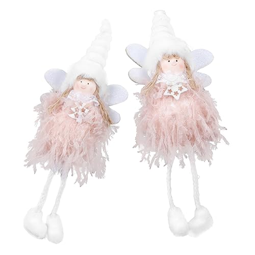 Abaodam 2st Weihnachtsschmuck Zwerge Spielzeugbaby Puppenornament Hübsche Puppe Engelsmädchenverzierung Plüsch Engel Mädchen Ornament Muttertag Süß Figur Partypuppe Rosa Baumwolle von Abaodam