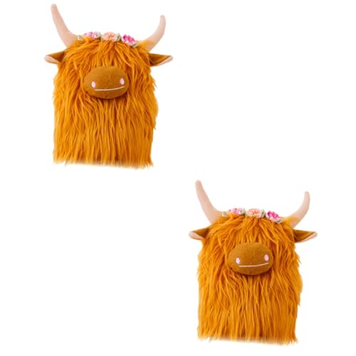 Abaodam 2st Yak-Puppe Highland-Kuh-Puppe Kuscheltier Mit Haariger Kuh Plüsch-Highland-Kuh-Spielzeug Hochlandbullenfigur Plüschtiere Bauernhoftier Gefüllt Kuh Plüschtier Stoff Yellow von Abaodam