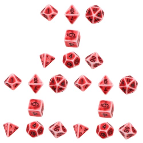 Abaodam 3 Sätze À 7 Stück Vintage facettierte Würfel Spiel rollenden Entscheider rote Würfel polyedrische Spielwürfel familienspiele Family Games Polyederwürfel Partyzubehör Acryl von Abaodam