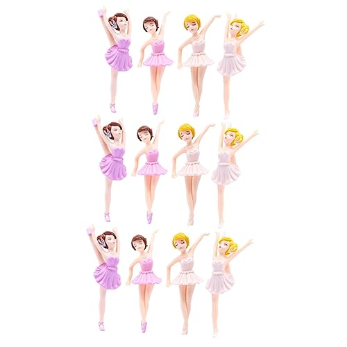 Abaodam 3 Sätze Ballerina-mädchen-ornamente Figur Puppe Kuchen Schmücken Essbar Bastelsachen Bastelset Pappbecher Spielzeuge Ballerina-cupcake-topper Dessert-topper Pvc 4 Stück * 3 von Abaodam