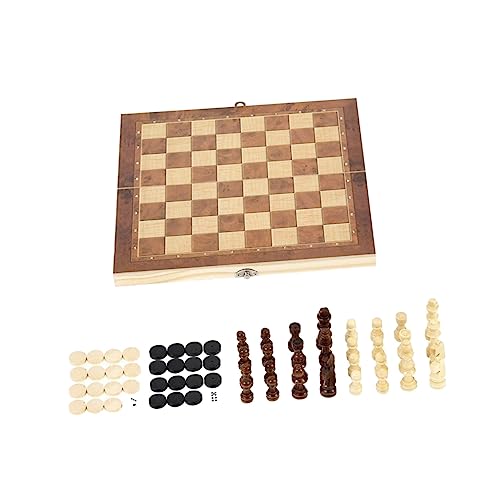 Abaodam 3 Sätze DREI in einem Schach Denksportaufgaben für Kinder Klappschachbrett Dame Schachbrett Kinder Schachbrett für Kinder DREI-in-Eins-Schachbrett Backgammon-Schachbrett hölzern von Abaodam