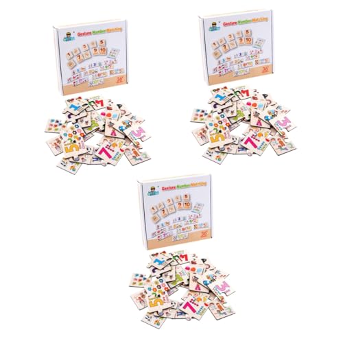 Abaodam 3 Sätze Gestenzahl-Matching-Puzzle Mathe-Spielzeug Zum Frühen Lernen Zahlen-Matching-Puzzle Erleuchtungsspielzeug Für Kinder Kognitives Puzzle Für Kinder Colorful von Abaodam