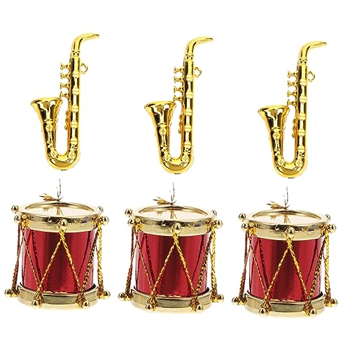 Abaodam Mini-Schlagzeug-Saxophon-Set Mini-musikinstrumente für Puppenhaus- 3 Sets von Abaodam