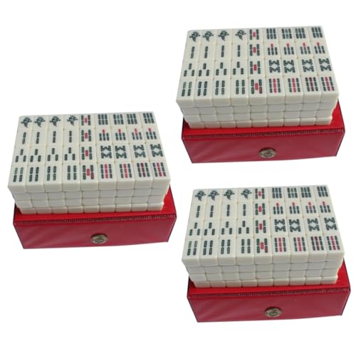 Abaodam 3 Sätze Reise Freizeit Mahjong Mini-Mahjong-Set Mahjong Spiele Mahjong Game Miniatur chinesisches Mahjong Reise Tischspiel Mahjong Reise-Mahjong-Spielzeug Mahjong-Kit majiang Acryl von Abaodam