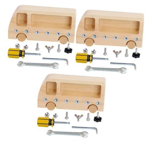 Abaodam 3 Sätze Schraubenspielzeug Holzauto Schraubenspielzeug Kinderauto Spielzeug Kinder Anziehschrauben Spielzeug Kinder Holzauto Frühes Lernspielzeug Lernspielzeug Holzauto von Abaodam