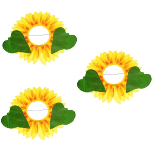 Abaodam 3 Sätze Sonnenblumenhut Kopfbedeckung Sonnenblumen-Kopfbedeckung Lustige Kopfbedeckung Kinderkopfbedeckung Hut mit Sonnenblumenkopfbedeckung Blumenkostüm Seidentuch Yellow von Abaodam