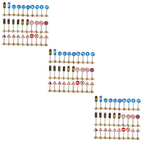 Abaodam 3 Sätze Verkehrszeichenmodell Lernspielzeug für Kleinkinder Kognitionsspielzeug verkehrszeichen Spielzeug verkehrszeichen Kinder Spielzeuge Spielset aus Holz Straße Straßenschild von Abaodam