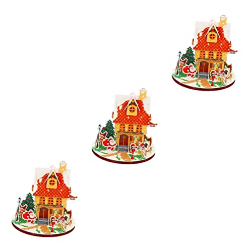 Abaodam 3 Sätze Weihnachtshäuschen Urlaub Puzzles Weihnachtspuzzles Weihnachts-puzzle-Spielzeug Weihnachtspuzzle Für Kinder Erwachsene Weihnachtsdorf-puzzle Kinder Rätsel 3D-puzzle Papier von Abaodam