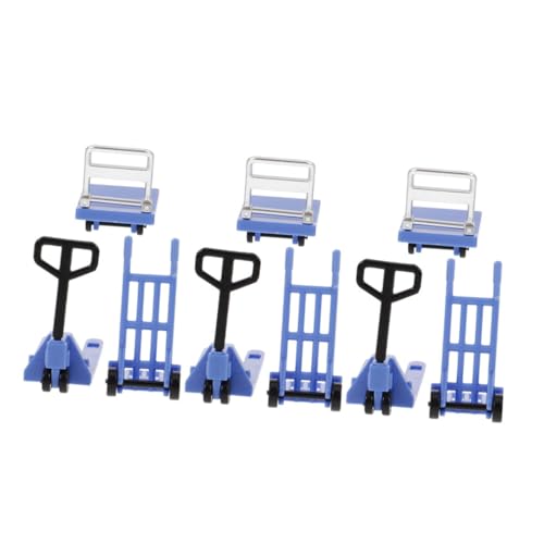 Abaodam 3 Sets Miniatur Modell Spielzeugauto Miniatur Gabelstapler Auto Technisches Miniatur Handrollen Mini Plattform Wagen Mikro Plattform Miniatur Werkzeuge Blauer von Abaodam