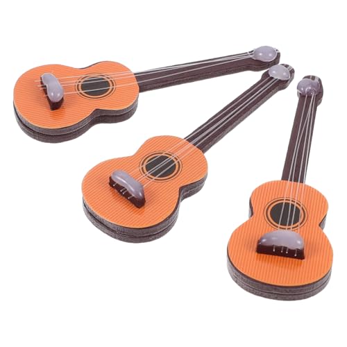 Abaodam 3 Stück Mini Puppengitarre Dekorationen Miniatur Spielzeuginstrumente Miniaturen DIY Miniatur Winzige Gitarre Puppenhaus Miniatur Spielzeuggitarre Mini Gitarren Zum von Abaodam