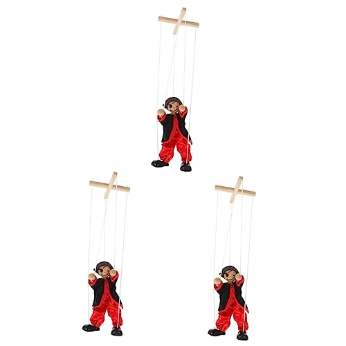 Abaodam 3 Stück Schnur Marionette Clownfiguren Piratenpuppenspielzeug Clown-Puppe Puppen Für Piratenkegelpuppe Lustige Piratenschiffe Clown Plüschtier Clownpuppe Plüsch Black Hölzern von Abaodam