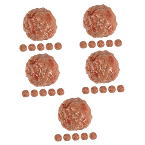 Abaodam 30 STK Simulierte Rindfleischball-Requisiten Spielzeug Fake-Food-Dekor Simulation Essen Simulation Rindfleisch-Fleischbällchen Künstliche Rindfleisch-Fleischbällchen-Requisite PVC von Abaodam