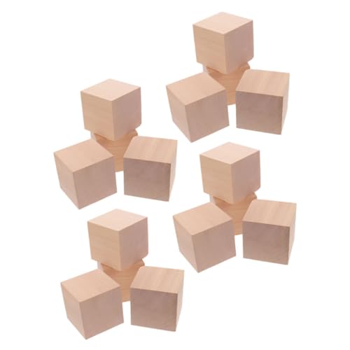 Abaodam 30 Stück Holzblockmodell Bauen Puzzle schnitzen Würfel Holzbausteine unfertige Holzblöcke DIY Leere Holzklötze Block quadratisch aus Holz hölzern Khaki von Abaodam