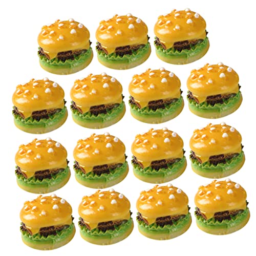 Abaodam 30 Stück Simulationsburger Spielzeuge Mini-haarschneidemaschinen Cake Pop Deko Lebensmittelmodelle Fotografie-Requisiten Nahrungsstütze Burger-Modelle Gefälschte Burger Harz Yellow von Abaodam