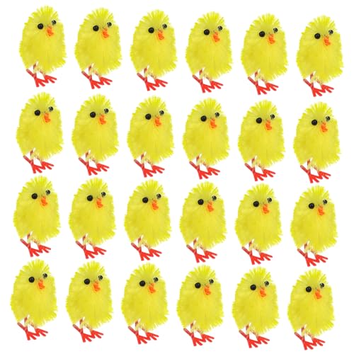 Abaodam 300 Stk Osterdekoration Chenille-Osterküken kleine Hühner Mini-Huhn popular karnevalsdekoration käppis für kinder kuchen Osterhuhn Hühnerhandwerk Chemiefaser und Kunststoff Yellow von Abaodam