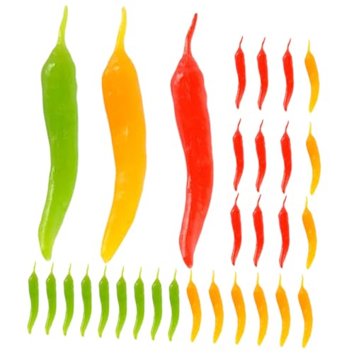 Abaodam 30st Künstlicher Pfeffer Küchen-Chili-Requisiten Paprika-Modell Künstliche Früchte Pfeffer Gefälschter Grüner Pfeffer Gefälschtes Gemüse Simulation Lebensechter Pfeffer PVC von Abaodam