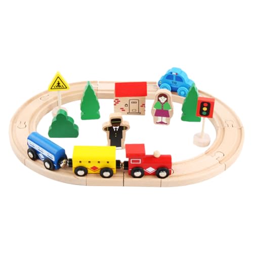 Abaodam 32 Teiliges Holzspielzeug Eisenbahn Set Für Buntes Puzzlespielzeug Mit Wechselnden Waggons Aus Buchenholz Ideales Für Kreative Kleinkinder Ab 3 Jahren von Abaodam